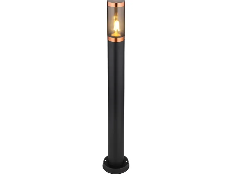 Wegeleuchte BOSTON aus Edelstahl in Schwarz & Kupfer, Höhe 80cm