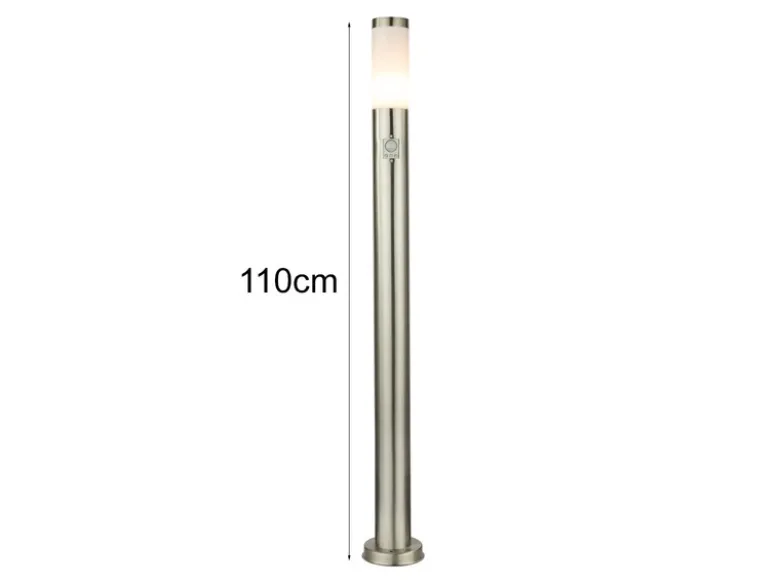 Wegeleuchte BOSTON aus Edelstahl Silber mit Bewegungsmelder, Höhe 110cm