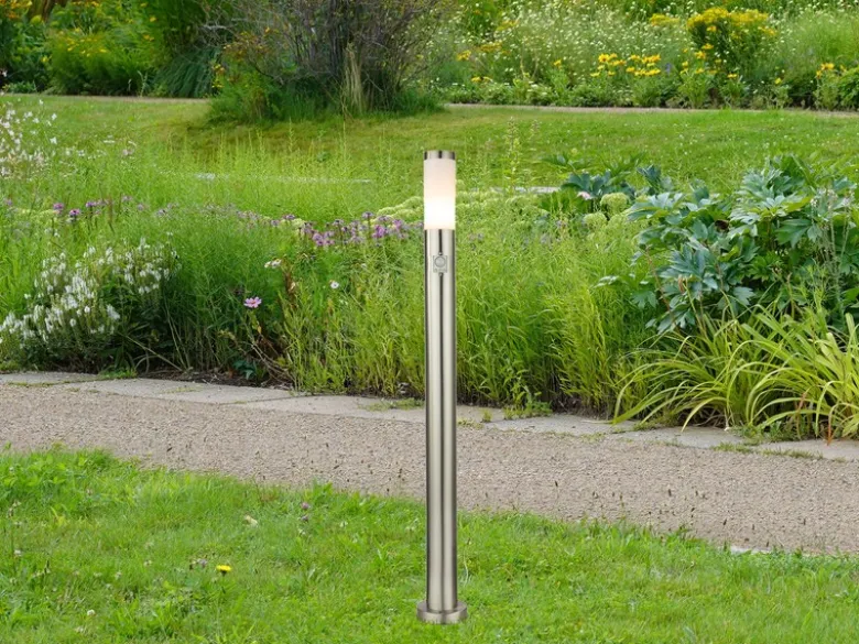 Wegeleuchte BOSTON aus Edelstahl Silber mit Bewegungsmelder, Höhe 110cm