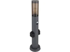 Wegeleuchte BOSTON mit Bewegungsmelder & Steckdosen in Anthrazit & Rauch, H 60cm