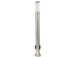 Wegeleuchte BOSTON mit Bewegungsmelder & Steckdosen in Silber, H 110cm