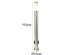 Wegeleuchte BOSTON mit Bewegungsmelder & Steckdosen in Silber, H 110cm