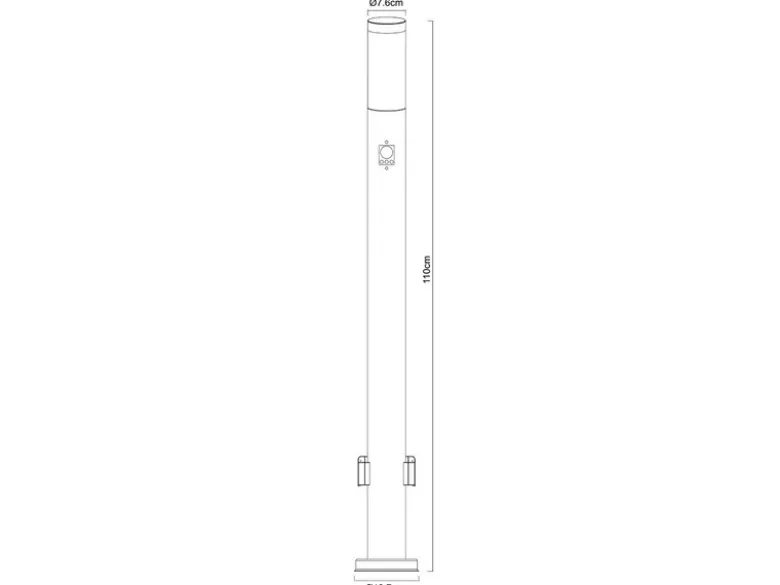 Wegeleuchte BOSTON mit Bewegungsmelder & Steckdosen in Silber, H 110cm