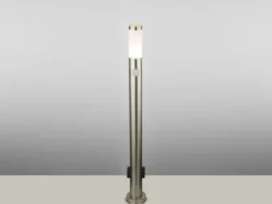 Wegeleuchte BOSTON mit Bewegungsmelder & Steckdosen in Silber, H 110cm
