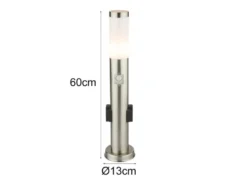 Wegeleuchte BOSTON mit Bewegungsmelder & Steckdosen in Silber, H 60cm