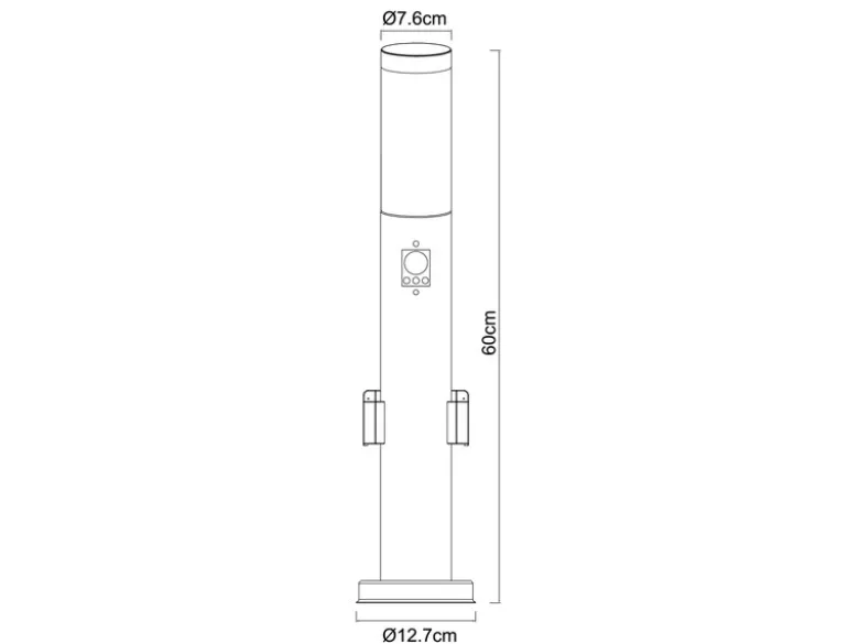 Wegeleuchte BOSTON mit Bewegungsmelder & Steckdosen in Silber, H 60cm