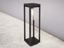 Wegeleuchte CANDELA Laterne aus Druckguss Aluminium in Schwarz, H: 50cm