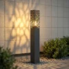 Wegeleuchte Edelstahl in Anthrazit mit E27 LED & Dekorstanzung, Höhe 100cm