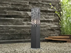 Wegeleuchte Edelstahl in Anthrazit mit E27 LED & Dekorstanzung, Höhe 60cm