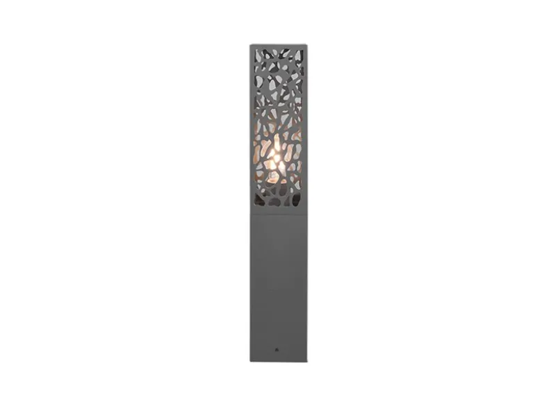 Wegeleuchte Edelstahl in Anthrazit mit E27 LED & Dekorstanzung, Höhe 60cm