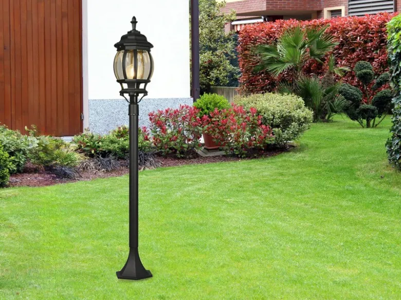 Wegeleuchte ELVO nostalgische Laterne, Aluminium Schwarz Höhe 100cm