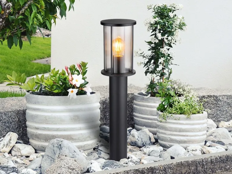Wegeleuchte GRACEY Gartenlaterne aus Edelstahl mit Rauchglas, Höhe 60cm