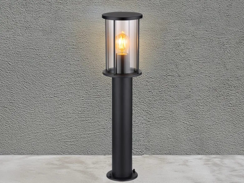 Wegeleuchte GRACEY Gartenlaterne aus Edelstahl mit Rauchglas, Höhe 60cm