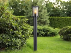 Wegeleuchte GRACEY Gartenlaterne aus Edelstahl mit Rauchglas, Höhe 100cm