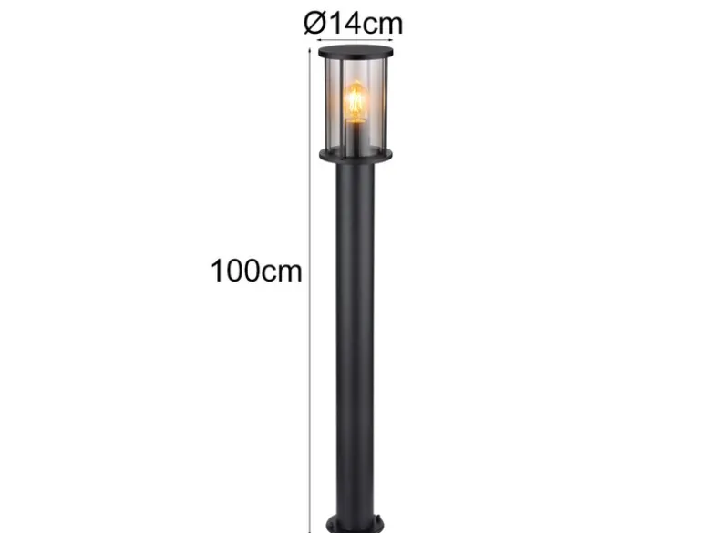 Wegeleuchte GRACEY Gartenlaterne aus Edelstahl mit Rauchglas, Höhe 100cm