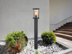 Wegeleuchte GRACEY Gartenlaterne aus Edelstahl mit Rauchglas, Höhe 100cm