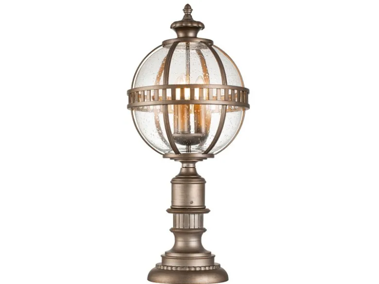 Wegeleuchte HALLERON im Jugendstil mit Glaskugel, Bronze Höhe 70cm