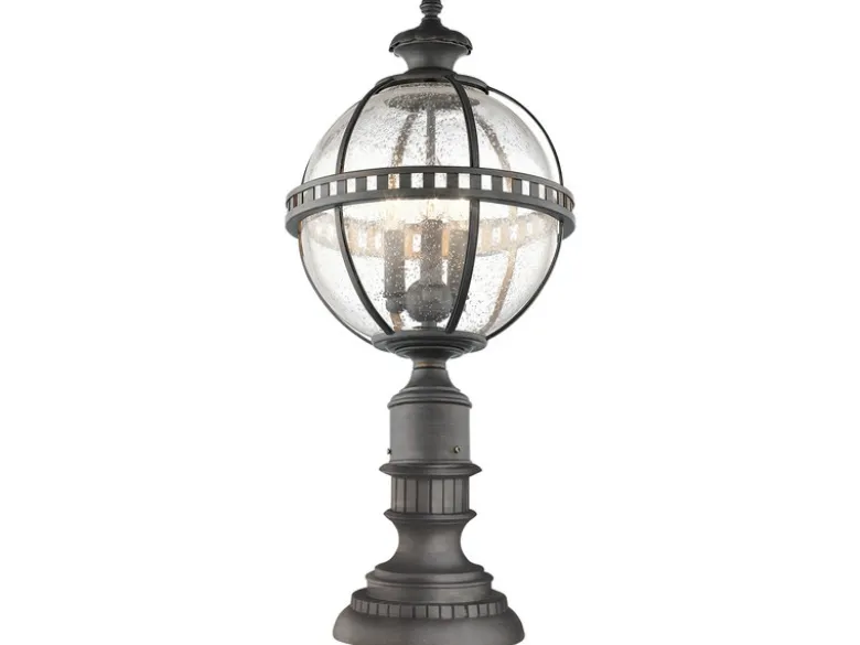 Wegeleuchte HALLERON im Jugendstil mit Glaskugel, Anthrazit Höhe 70cm