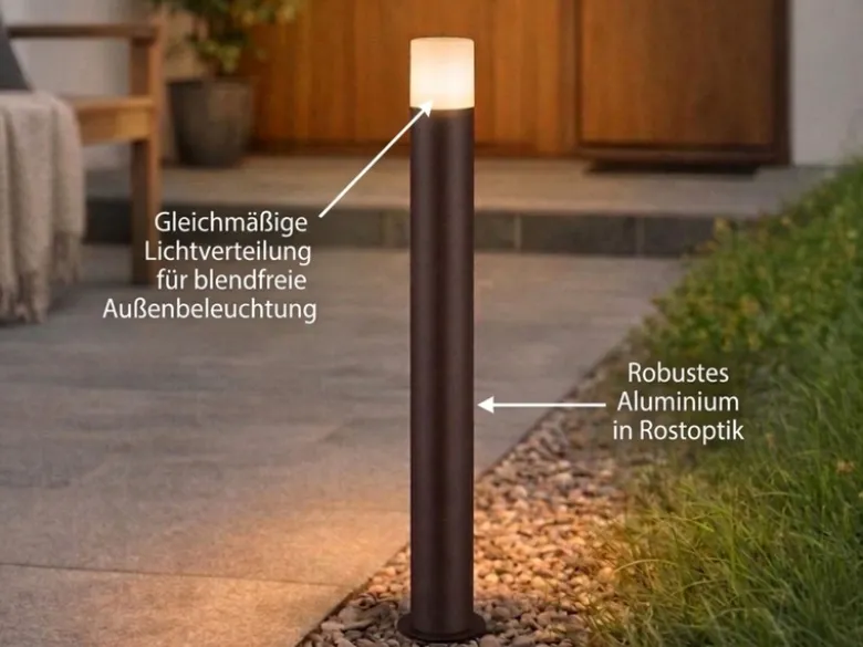Wegeleuchte HOOSIC aus Aluminium in Rostoptik E27, Höhe 80cm