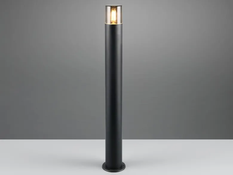 Wegeleuchte HOOSIC aus Aluminium in Schwarz & Rauchfarbig E27, Höhe 80cm