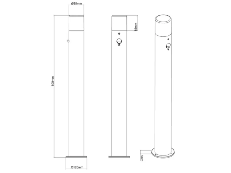 Wegeleuchte HOOSIC mit Bewegungsmelder in Anthrazit E27, Höhe 80cm