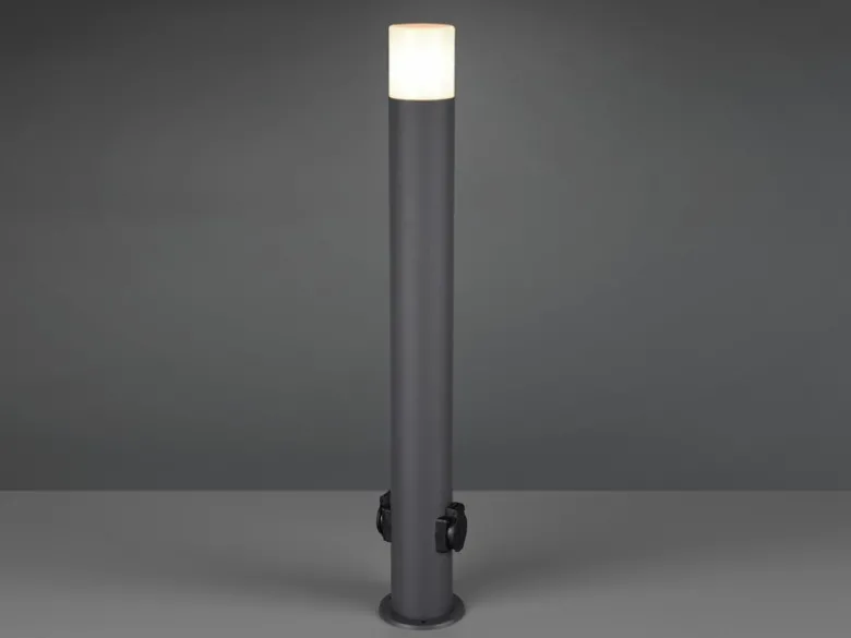 Wegeleuchte HOOSIC mit 2 Steckdosen, Aluminium Anthrazit E27, Höhe 80cm