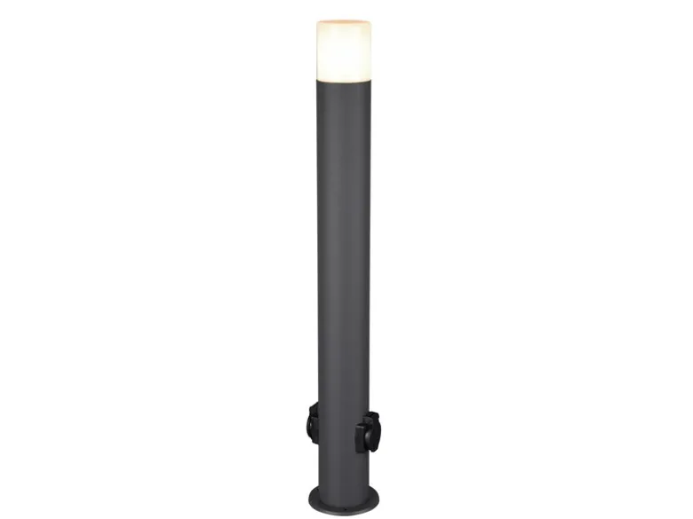 Wegeleuchte HOOSIC mit 2 Steckdosen, Aluminium Anthrazit E27, Höhe 80cm