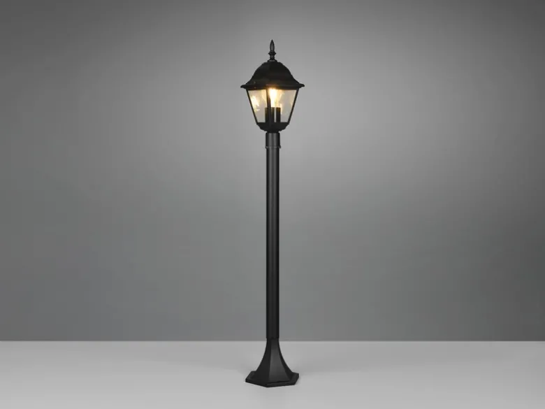 Wegeleuchte LIVENZA nostalgische Laterne, Aluminium Schwarz, Höhe 100cm