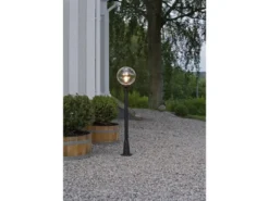 Wegeleuchte ORION Aluminium Schwarz mit Glaskugel, Höhe 118cm