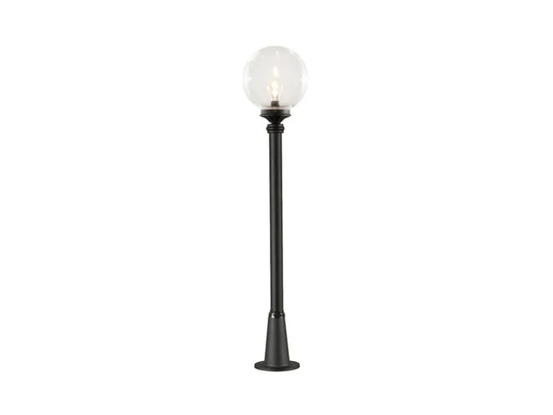 Wegeleuchte ORION Aluminium Schwarz mit Glaskugel, Höhe 118cm