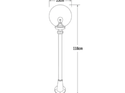 Wegeleuchte ORION Aluminium Weiß mit Glaskugel, Höhe 118cm