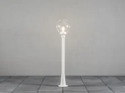 Wegeleuchte ORION Aluminium Weiß mit Glaskugel, Höhe 118cm