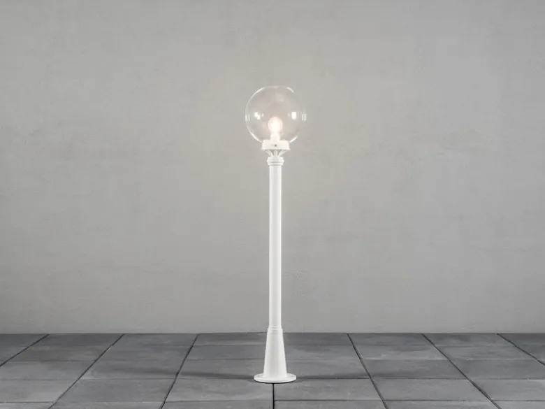 Wegeleuchte ORION Aluminium Weiß mit Glaskugel, Höhe 118cm