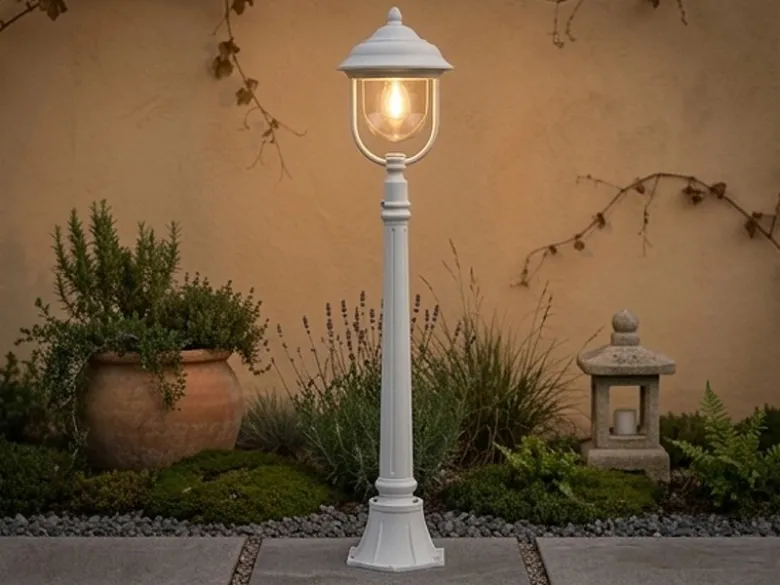 Wegeleuchte PARMA Gartenlaterne im Landhausstil, Weiß Höhe 118cm