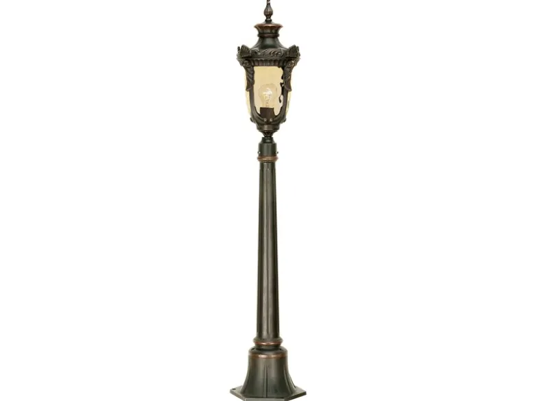 Wegeleuchte PHILADELPHIA Jugendstil mit Amberglas, Höhe 117cm
