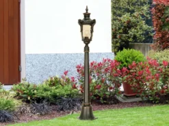 Wegeleuchte PHILADELPHIA Jugendstil mit Amberglas, Höhe 117cm