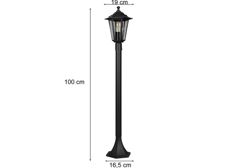 Wegeleuchte PIENZA Laterne aus Aluminium Schwarz, Höhe 100cm