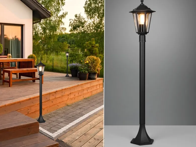 Wegeleuchte PIENZA Laterne aus Aluminium Schwarz, Höhe 100cm
