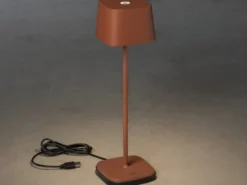 Wiederaufladbare Akku LED Outdoor Tischleuchte CAPRI dimmbar in Braun, Höhe 36cm