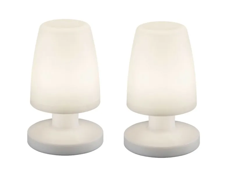 Wiederaufladbare LED Außentischleuchte 2er SET AKKU & USB Anschluß Höhe 20cm
