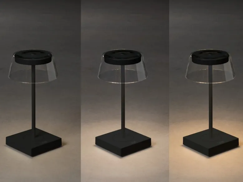 Wiederaufladbare LED Outdoor Akku Tischleuchte SCILLA dimmbar Schwarz, Höhe 27cm