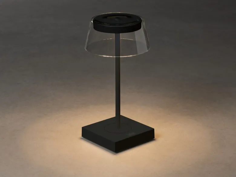Wiederaufladbare LED Outdoor Akku Tischleuchte SCILLA dimmbar Schwarz, Höhe 27cm