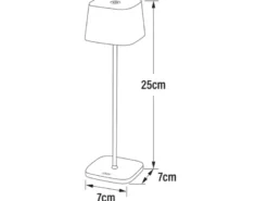 Wiederaufladbare LED Outdoor Tischleuchte CAPRI dimmbar in Schwarz, Höhe 25cm