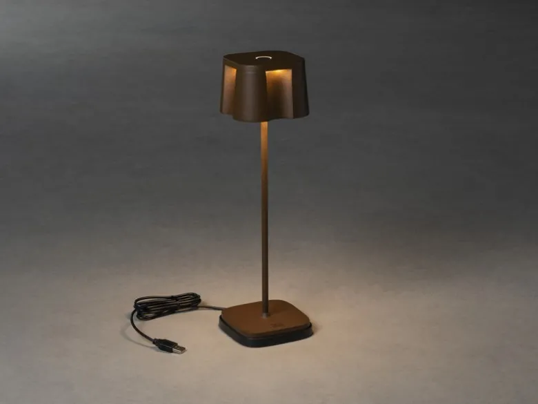 Wiederaufladbare LED Outdoor Tischleuchte NICE dimmbar in Rostoptik, Höhe 36cm