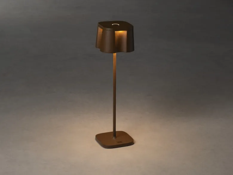 Wiederaufladbare LED Outdoor Tischleuchte NICE dimmbar in Rostoptik, Höhe 36cm