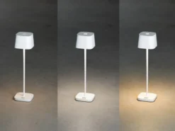 Wiederaufladbare LED Outdoor Tischleuchte CAPRI dimmbar in Weiß, Höhe 25cm