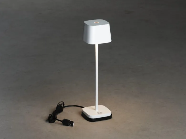 Wiederaufladbare LED Outdoor Tischleuchte CAPRI dimmbar in Weiß, Höhe 25cm