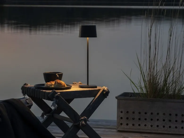 Wiederaufladbare LED Outdoor Akku Tischleuchte CAPRI dimmbar Schwarz, Höhe 36cm