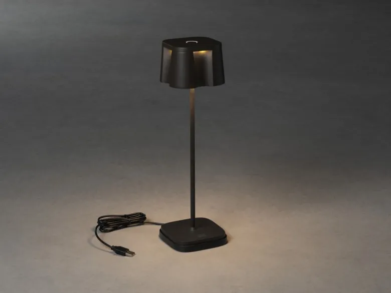 Wiederaufladbare LED Outdoor Tischleuchte NICE dimmbar in Schwarz, Höhe 36cm