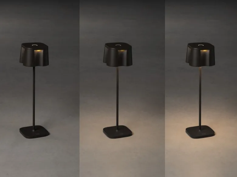 Wiederaufladbare LED Outdoor Tischleuchte NICE dimmbar in Schwarz, Höhe 36cm